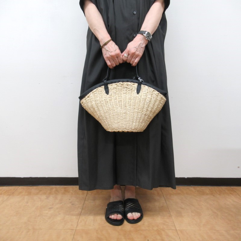 MID GIRL APPLIY  ペーパー×合皮カゴバック /BK#10